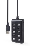 Gembird HUB USB 2.0 10-portowy czarny