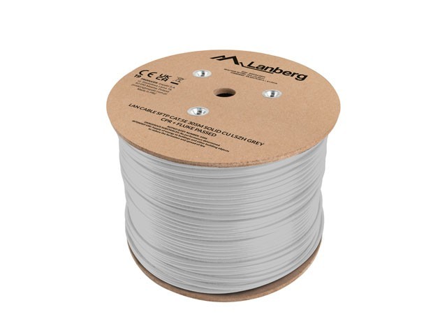 Lanberg Kabel LAN SFTP kat.5e 305m drut CU LSZH CRP+FLUKE PASSED szary
