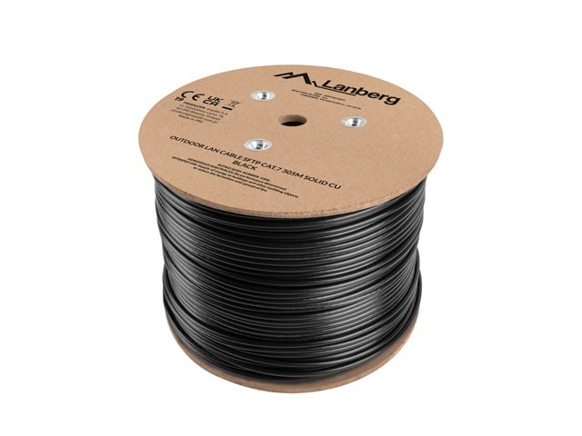 Lanberg Kabel LAN SFTP Kat.7 305M drut outdoor CU FLUKE PASSED czarny