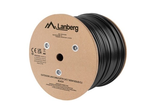 Lanberg Kabel LAN SFTP Kat.7 305M drut outdoor CU FLUKE PASSED czarny
