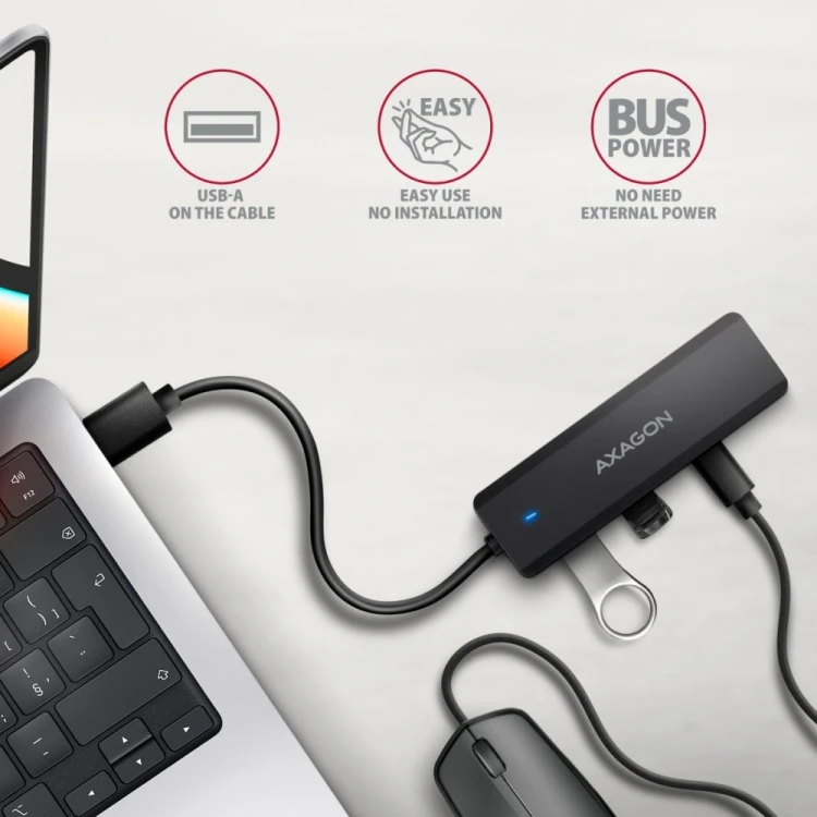 AXAGON HUB 4-portowy 5gbps 2x USB-A 2x USB-C, USB-C power in  19 cm kabel  HUE-C2A