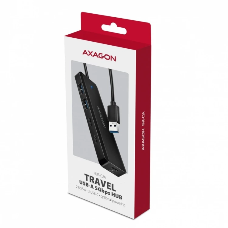 AXAGON HUB 4-portowy 5gbps 2x USB-A 2x USB-C, USB-C power in  19 cm kabel  HUE-C2A