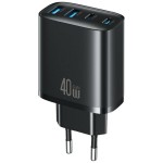 USAMS Ładowarka sieciowa 40W 2xUSB-A 2xUSB-C czarna