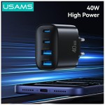 USAMS Ładowarka sieciowa 40W 2xUSB-A 2xUSB-C czarna