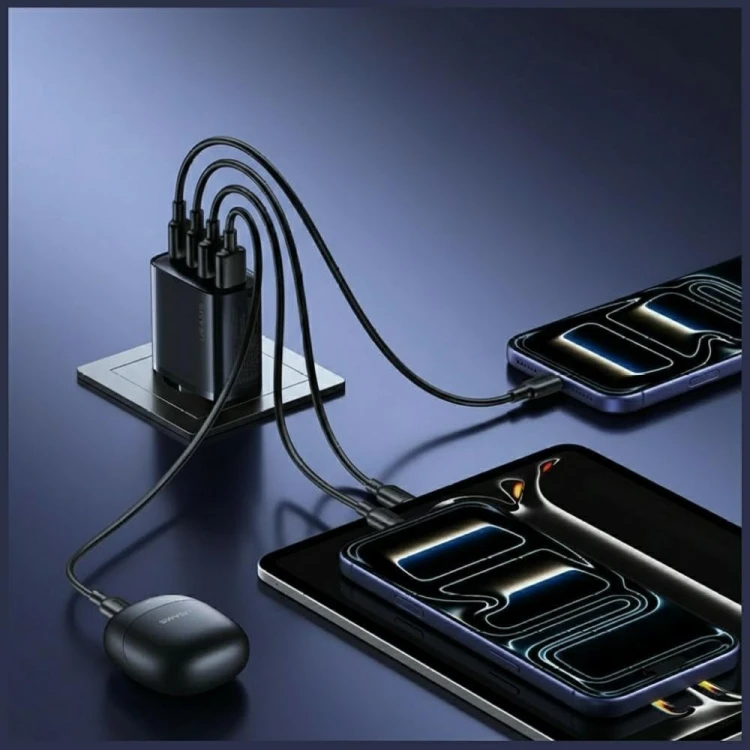 USAMS Ładowarka sieciowa 40W 2xUSB-A 2xUSB-C czarna