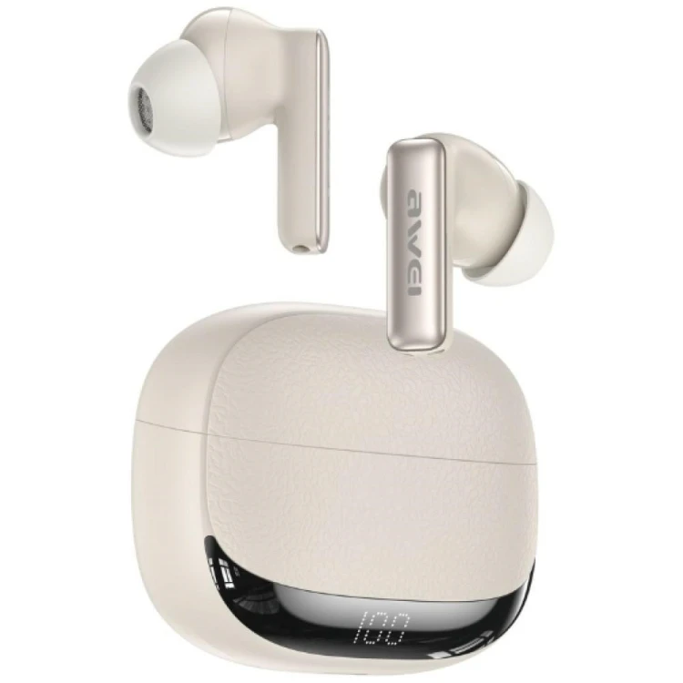 AWEI Słuchawki TA19 ANC TWS Bluetooth 6.0 beżowe