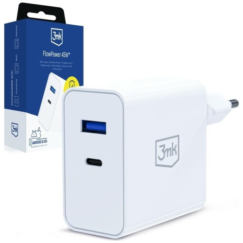 3MK Ładowarka sieciowa 45W PD 3.0 QC4+ USB-A USB-C biała