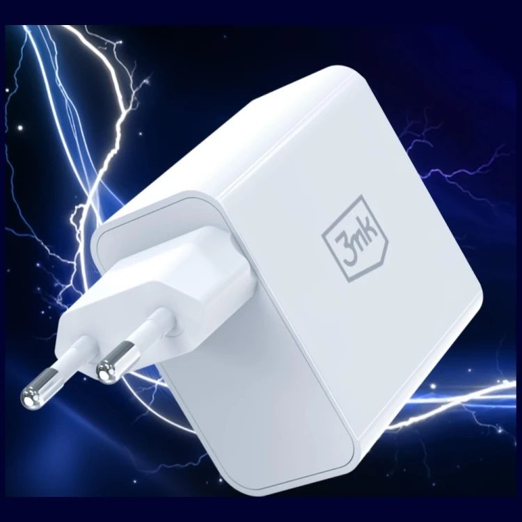 3MK Ładowarka sieciowa 45W PD 3.0 QC4+ USB-A USB-C biała