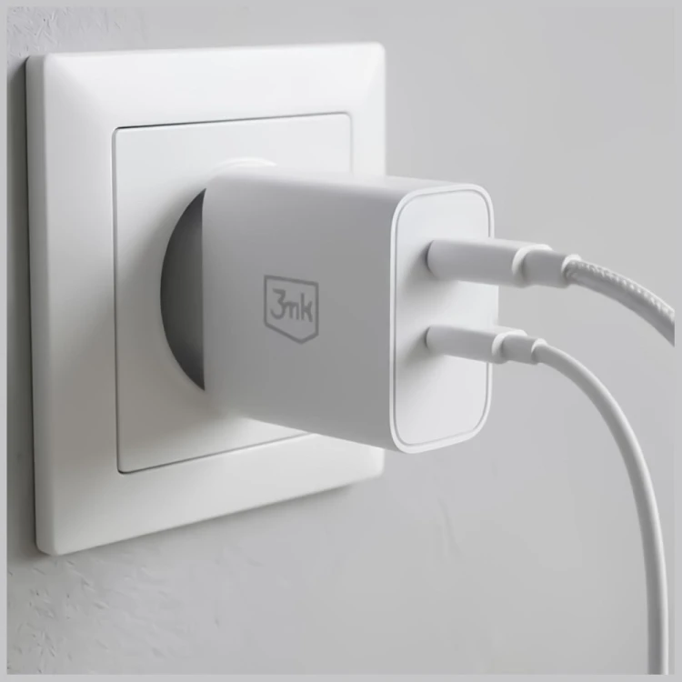 3MK Ładowarka sieciowa 45W PD 3.0 QC4+ USB-A USB-C biała