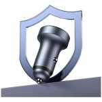USAMS Ładowarka samochodowa 45W USB-A USB-C LED Aluminium