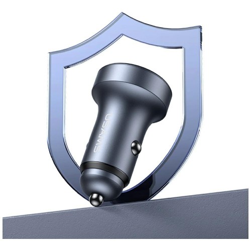 USAMS Ładowarka samochodowa 45W USB-A USB-C LED Aluminium