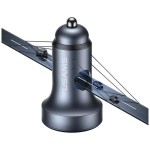 USAMS Ładowarka samochodowa 45W USB-A USB-C LED Aluminium