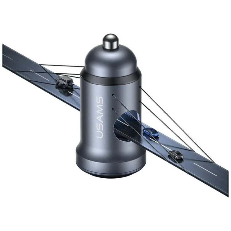 USAMS Ładowarka samochodowa 30W PD Aluminium CC321