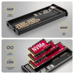 AXAGON EEM2-SD2B Obudowa zewnętrzna aluminiowa bezśrubowa USB-A/C 3.2 Gen2 M.2 NVMe/SATA wyświetlacz LED, czarny