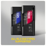 AXAGON EEM2-SD2B Obudowa zewnętrzna aluminiowa bezśrubowa USB-A/C 3.2 Gen2 M.2 NVMe/SATA wyświetlacz LED, czarny