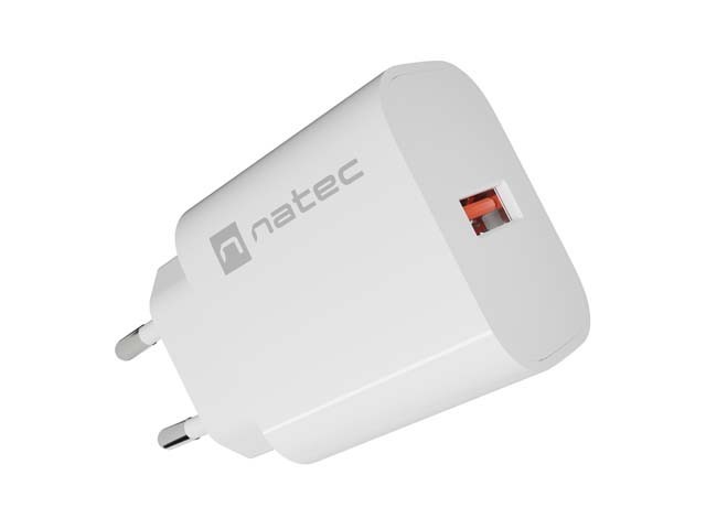 Natec Ładowarka sieciowa Ribera 1xUSB-A 18W biała