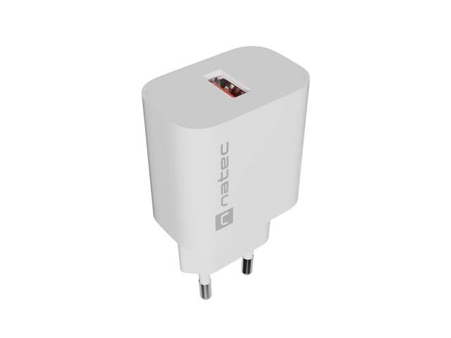 Natec Ładowarka sieciowa Ribera 1xUSB-A 18W biała