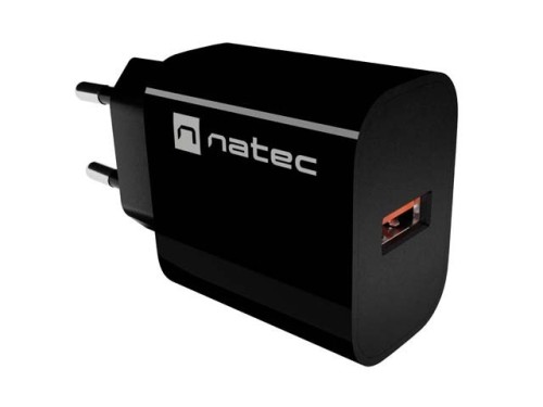 Natec Ładowarka sieciowa Ribera 1xUSB-A 18W czarna