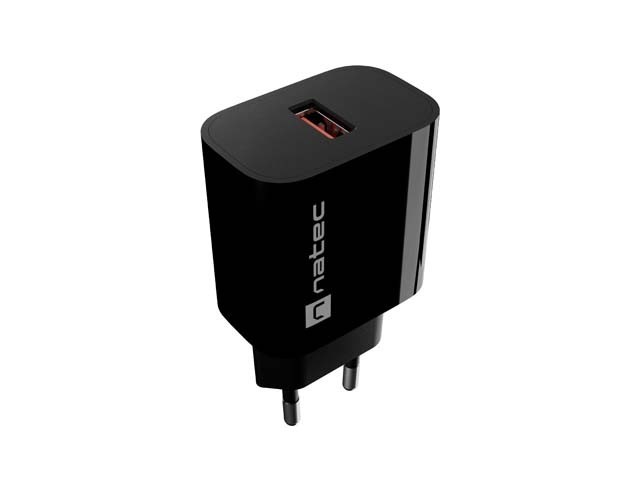 Natec Ładowarka sieciowa Ribera 1xUSB-A 18W czarna