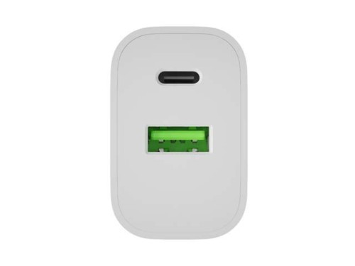 Natec Ładowarka sieciowa Ribera 1xUSB-A 1xUSB-C 20W biała