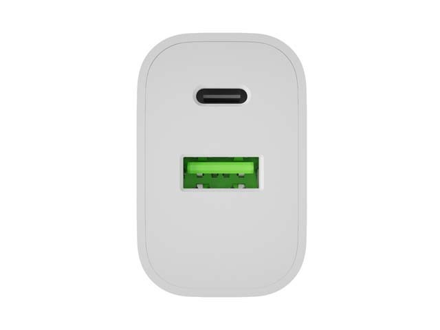 Natec Ładowarka sieciowa Ribera 1xUSB-A 1xUSB-C 20W biała