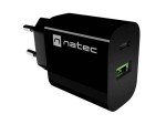 Natec Ładowarka sieciowa Ribera 1xUSB-A 1xUSB-C 20W czarna