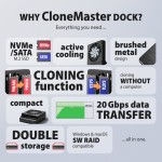 AXAGON ADSA-M2C22 Stacja dokująca USB4 dla 2x M.2 NVMe SSD z funkcją klonowania dysków bez komputera, z wentylatorem chłodzącym