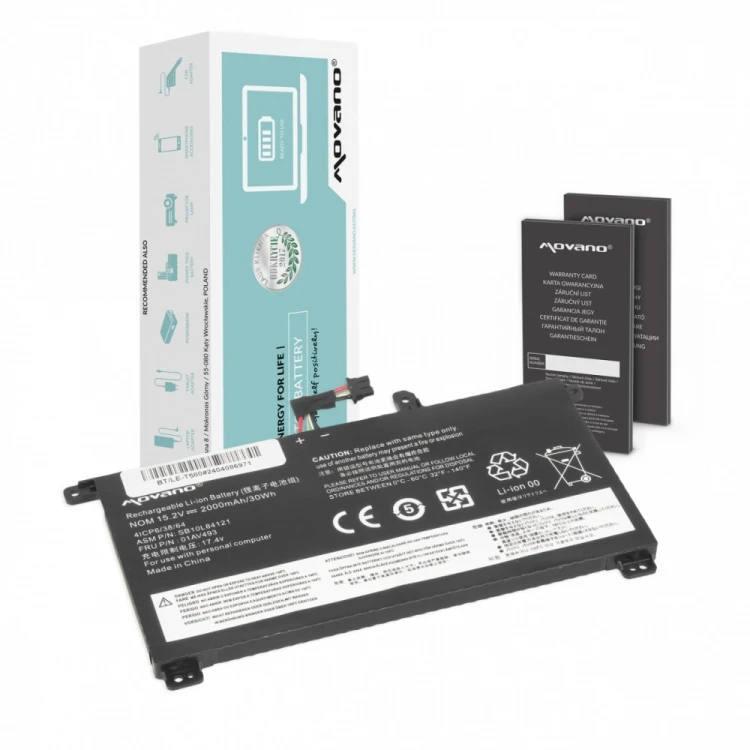 Movano Bateria 01AV493 do Lenovo ThinkPad T570 T580 P51S - 2000 mAh (30 Wh)