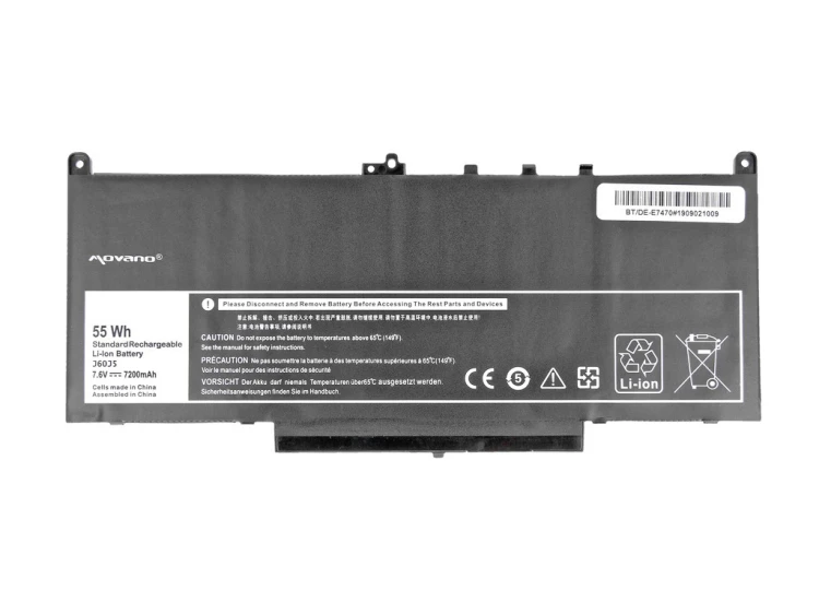 Movano Bateria J60J5 GG4FM MC34Y do Dell E7270 E7470 - 7200 mAh (55 Wh)