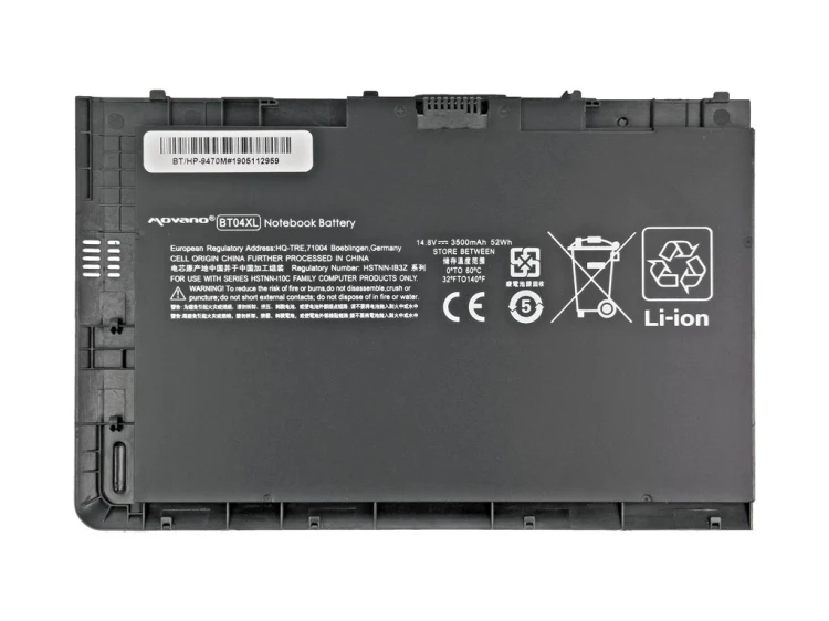 Movano Bateria BT04XL do HP EliteBook Folio 9470m 9480m - 3500 mAh (52 Wh)