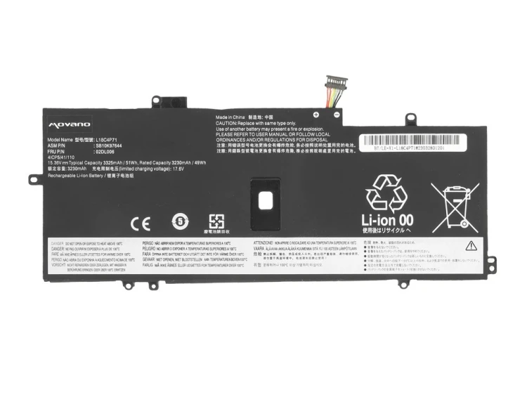 Movano Bateria do Lenovo ThinkPad X1 Yoga 4 5 Carbon 7 8 - 3325 mAh (51 Wh)