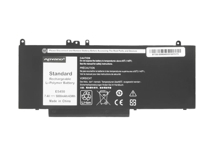 Movano Bateria G5M10 WYJC2 8V5GX do Dell E5450 E5550 7.4v - 5800 mAh (43 Wh)