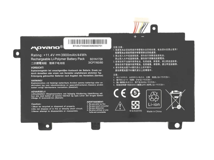 Movano Bateria B31N1726 Asus FX504 FX505 FX80G - 3900 mAh (44 Wh)