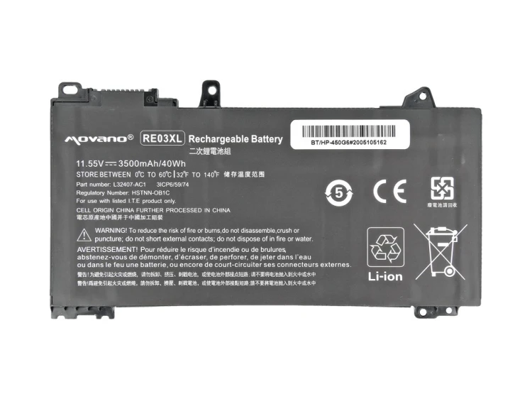 Movano Bateria RE03XL do HP 430 440 450 G6 430 440 450 G7 - 3500 mAh (40 Wh)