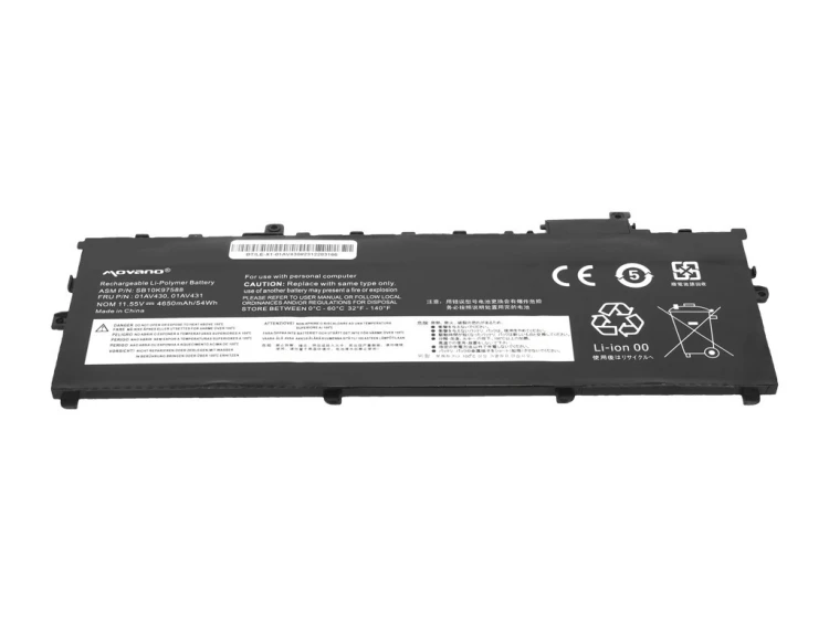 Movano Bateria 01AV430 do Lenovo ThinkPad X1 Carbon 5 6 2017 2018 - 4650 mAh (54 Wh)