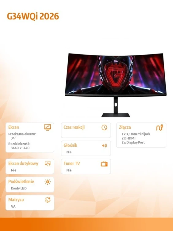 XIAOMI Monitor zakrzywiony Gaming G34WQi 2026