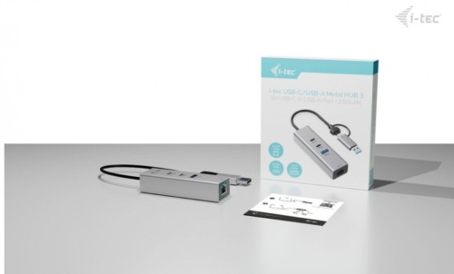 i-tec Hub metalowy USB-C/USB-A 3 2x USB-C/1x USB-A / 2.5GLAN