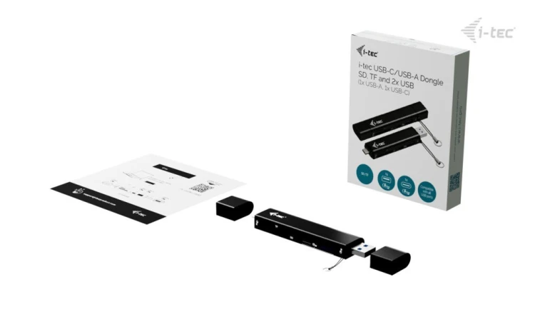 i-tec Czytnik kart USB-C/USB-A Dongle SD TF 2xUSB