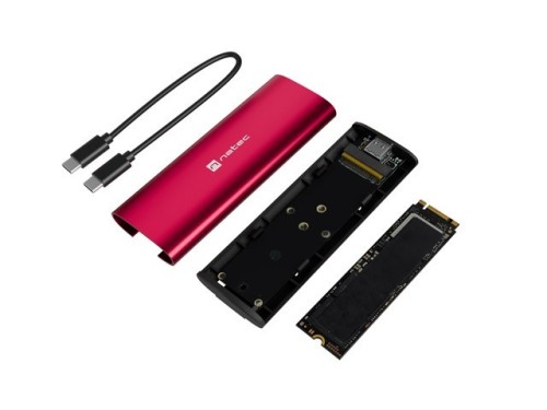 Natec Obudowa SSD zewnętrzna RHINO M.2 NVME USB-C 3.2 ruby red