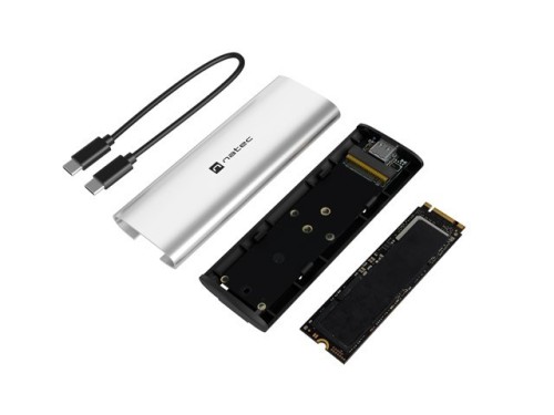 Natec Obudowa SSD zewnętrzna RHINO M.2 NVME USB-C 3.2 arctic silver
