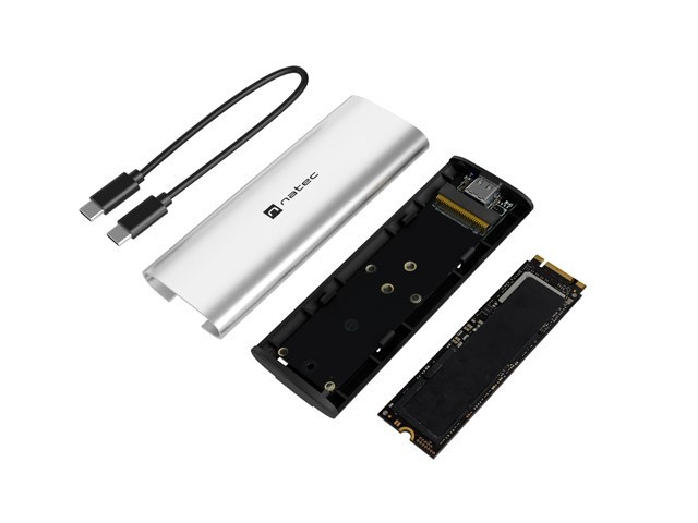 Natec Obudowa SSD zewnętrzna RHINO M.2 NVME USB-C 3.2 arctic silver