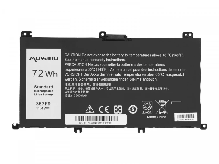 Movano Bateria 357F9 do Dell Inspiron 5577 7557 -  6300 mAh (72 Wh)