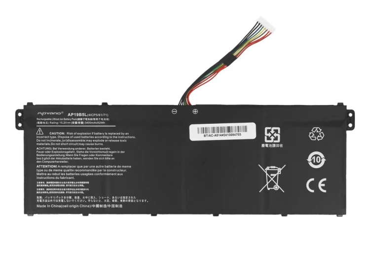 Movano Bateria AP19B5L do Acer Aspire 5 A515-43 Swift 3 SF314-42 Vero AV15-51 - 3400 mAh (52 Wh)
