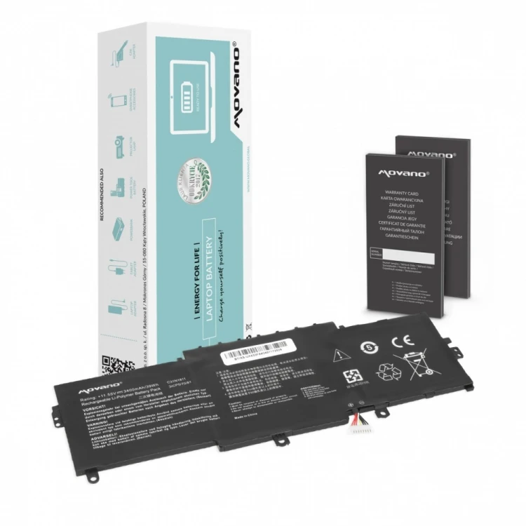 Movano Bateria C31N1811 do Asus ZenBook 14 UX433 UX433F UX433FA UX433FN UX433FL - 3400 mAh (39 Wh)