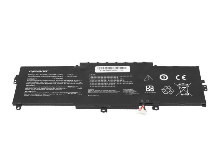 Movano Bateria C31N1811 do Asus ZenBook 14 UX433 UX433F UX433FA UX433FN UX433FL - 3400 mAh (39 Wh)