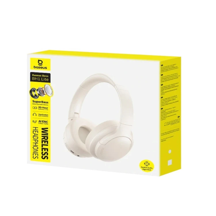 Baseus Słuchawki nauszne bluetooth 6.0 BASS LITE beżowe