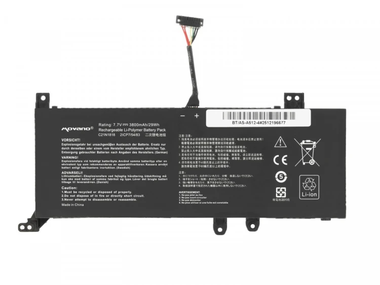 Movano Bateria B21N1818-2 do Asus X512FA X512UF X509FB X509FA X509FJ X509 - 3800 mAh (29 Wh)