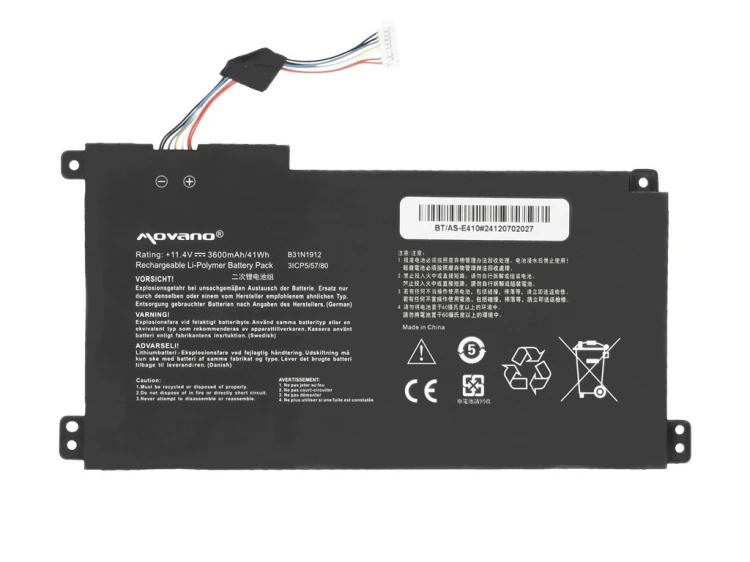 Movano Bateria B31N1912 C31N1912 do Asus E410MA L410MA - 3600 mAh (41 Wh)