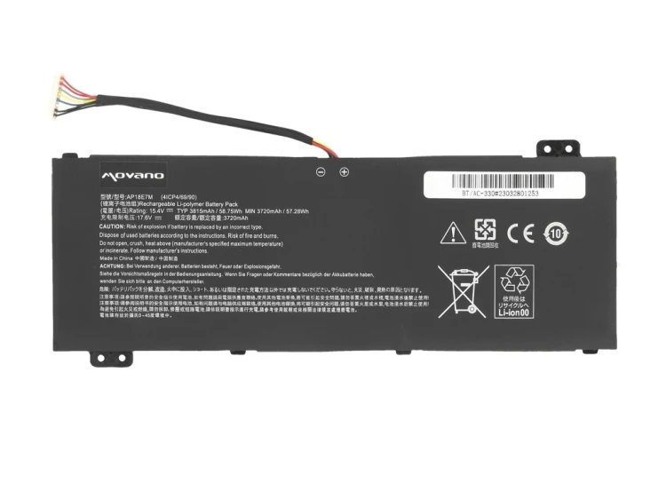 Movano Bateria AP18E7M do Acer AN515-54 AN517-51 - 3815 mAh (58.75 Wh)