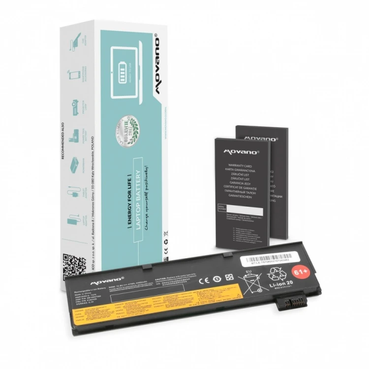 Movano Bateria SB10K97582 do Lenovo ThinkPad T470 T570 - 4400 mAh (47 Wh)